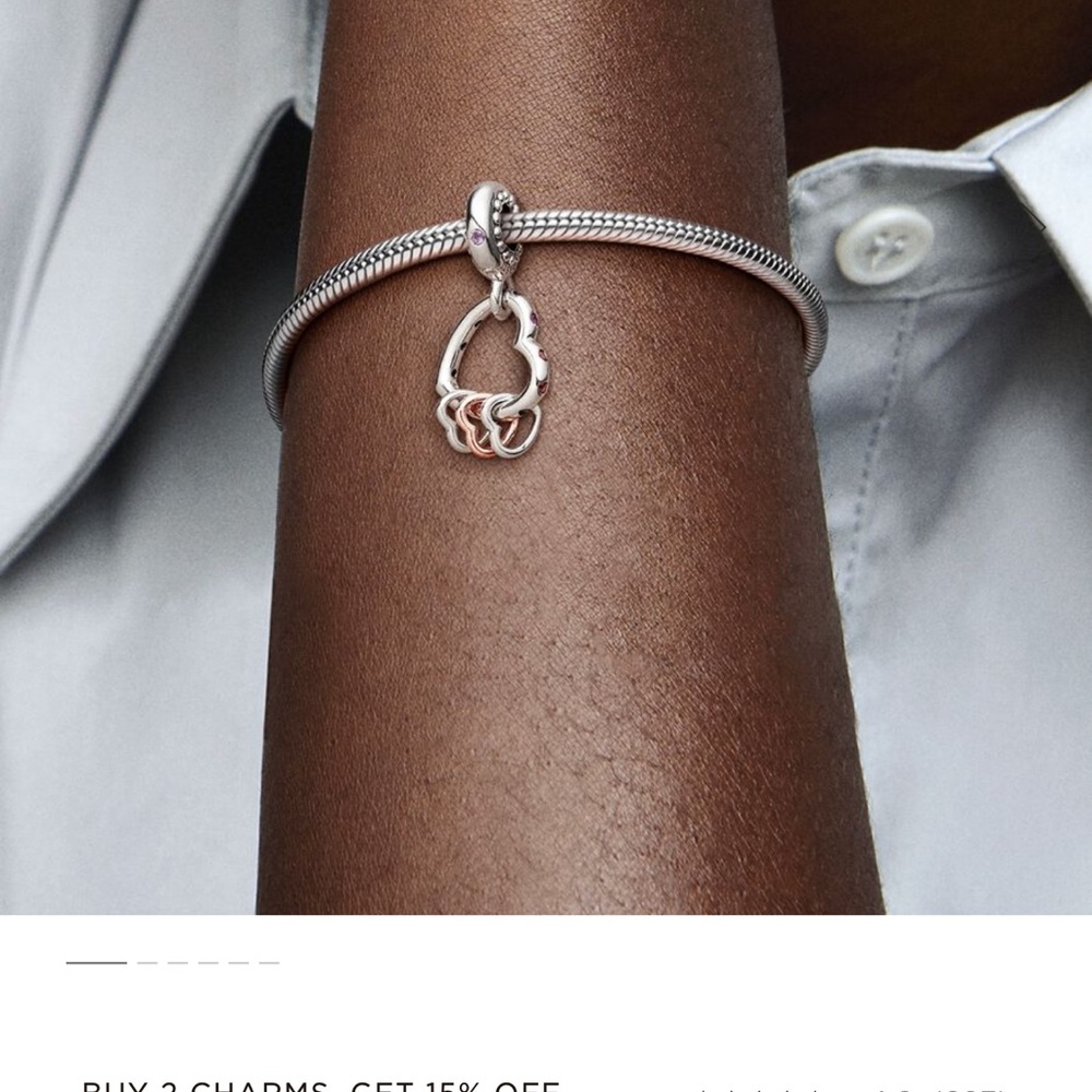 NWT Pandora Heart full of Hearts Silver Twisted Bracelet Dangle Charm - Picture 6 of 7